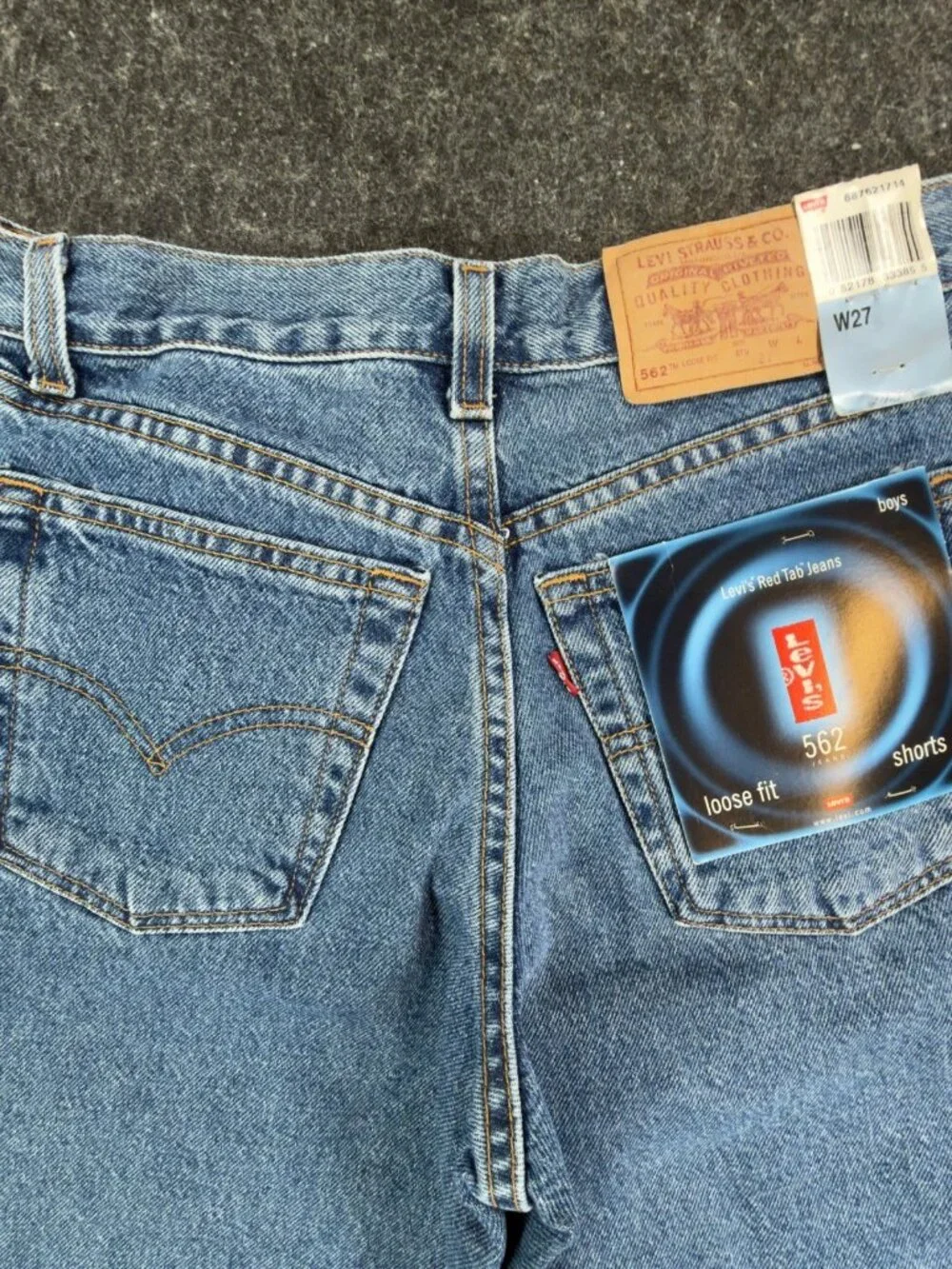 Levi's 562 Loose Fit Shorts Boys W27 Blue Denim Vintage Style NWT
